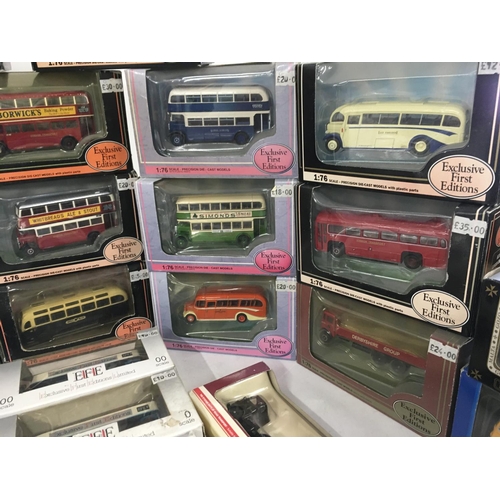 83 - A collection in excess of 30 boxed model buses lorries and vans. Mostly EFE but also corgi and Oxfor... 