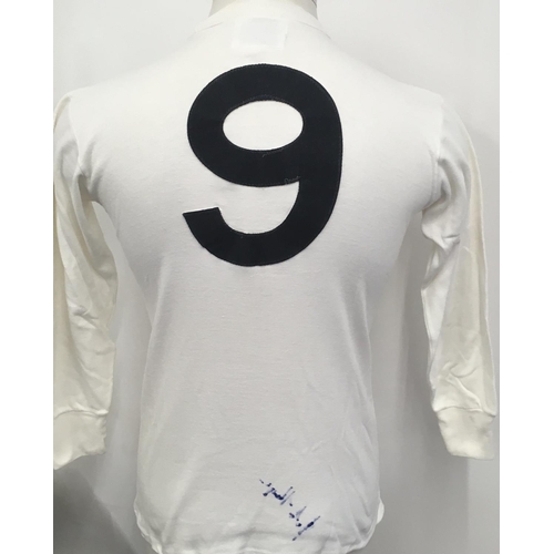 11 - 1966 English League v Scottish League Match Worn Football Shirt: White long sleeve number 9 shirt wi... 