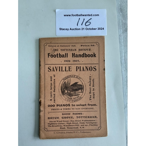 116 - 1906 - 1907 Tottenham Pre League Football Handbook: Very good condition 58 page handbook with all th... 