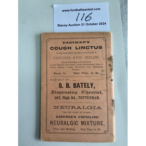 116 - 1906 - 1907 Tottenham Pre League Football Handbook: Very good condition 58 page handbook with all th... 