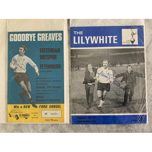 120 - Jimmy Greaves Signed 1972 Tottenham Testimonial Memorabilia: Programme for match v Feyenoord, front ... 