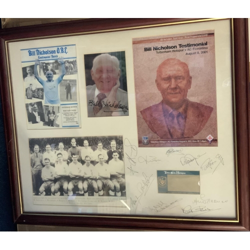 125 - Bill Nicholson Testimonial Signed Framed Display: Nice tribute to the Spurs legend with both testimo... 