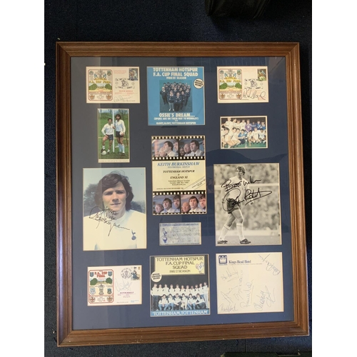 126 - Tottenham, FA Cup Final + Burkinshaw Signed Framed Display: Large frame containing FA Cup single rec... 