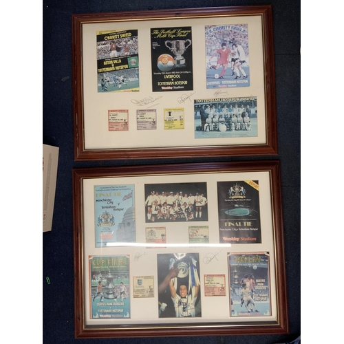 127 - Tottenham 81 + 82 Big Match Signed Framed Displays: Frame one has all 4 cup final + replay tickets a... 