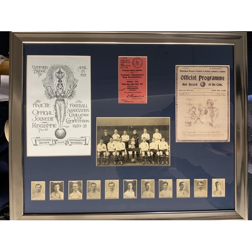 130 - Tottenham 1921 FA Cup Final Framed Display: Although the final programme and ticket plus the Charity... 