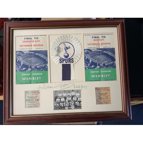 131 - Tottenham 1961 + 1962 FA Cup Final Display: Original programmes and tickets to both victorious match... 