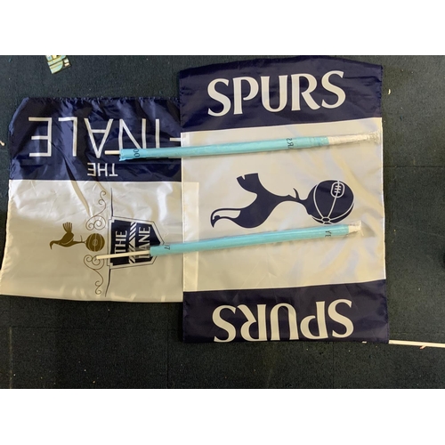 136 - Tottenham Football Memorabilia Box: Includes flags, Nice One Cyril record, share prospectuses, progr... 