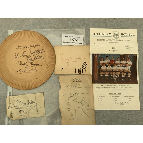 152 - Tottenham Football Autographs: Paper plate signed either side by Neighbour Knowles Peters Beal Naylo... 