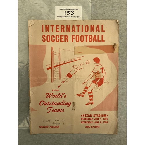 153 - 1966 Celtic v Tottenham In USA Football Programme: Played in San Francisco. 20 page programme has pi... 