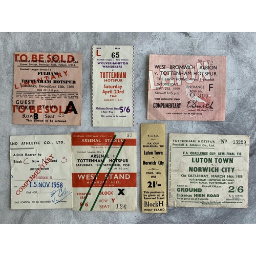 163 - Tottenham 1950s Away Football Tickets: 58/59 Arsenal Luton plus stub and ticket for Luton v Norwich ... 