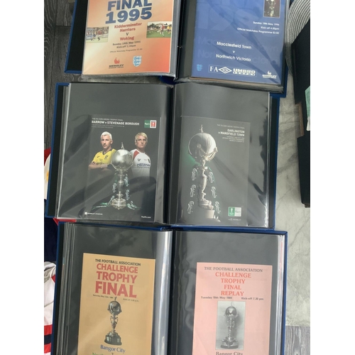 182 - FA Trophy Complete Football Programme Collection: Housed in three expensive blue binders stating FA ... 