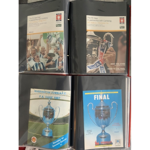 183 - FA Vase Complete Football Programme Collection: Housed in two expensive red binders stating FA Vase ... 