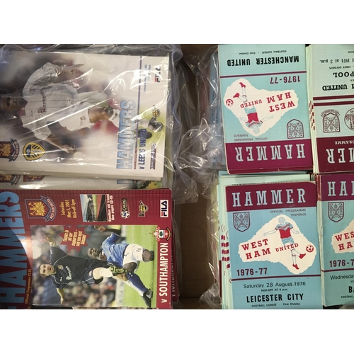 184 - West Ham Home Football Programmes: From the 70s up to the 2000s in excellent condition. 2 boxes with... 