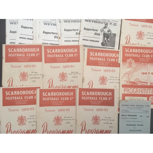 209 - 1960s Non League Football Programmes: A lot of early 60s and earlier present with good Weymouth Scar... 