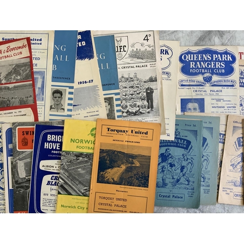 216 - Crystal Palace 1950s + 1960s Away Football Programmes: From the mid 50s to 59/60 there are 70. Addit... 