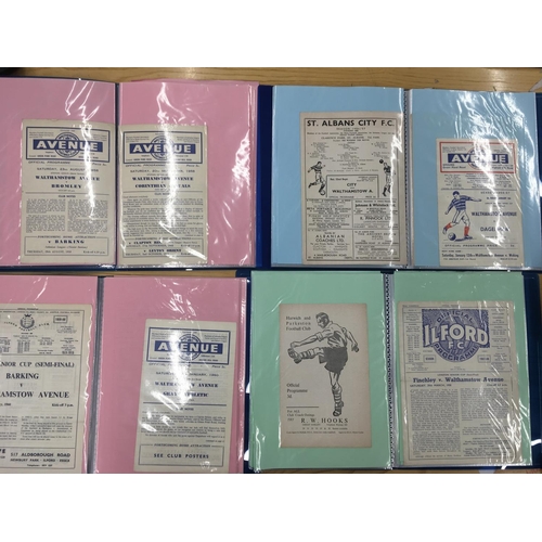 237 - 1950s Walthamstow Avenue Football Programmes: Spanning the decade housed in 4 binders. Home and away... 