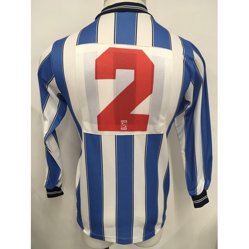 24 - 1987 Coventry FA Cup Final Match Issued Football Shirt: Long sleeve blue and white striped shirt mad... 