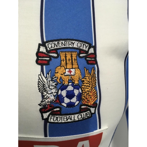 24 - 1987 Coventry FA Cup Final Match Issued Football Shirt: Long sleeve blue and white striped shirt mad... 