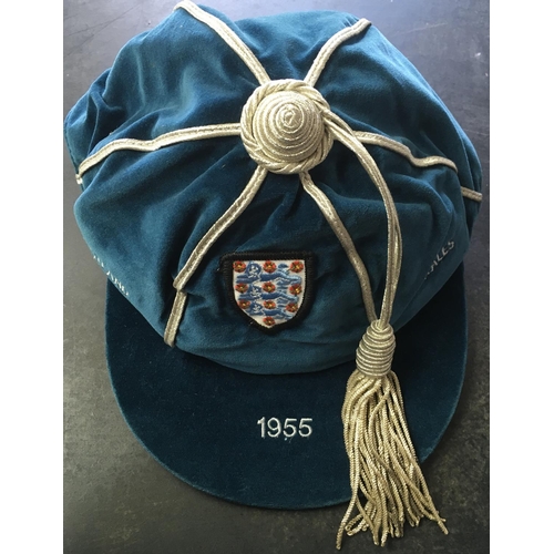 30 - Frank Blunstone Chelsea Footballer 54/55 England International Cap: Full blue International cap with... 