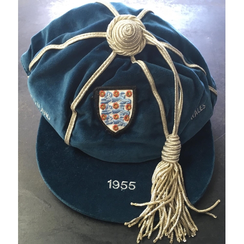 30 - Frank Blunstone Chelsea Footballer 54/55 England International Cap: Full blue International cap with... 