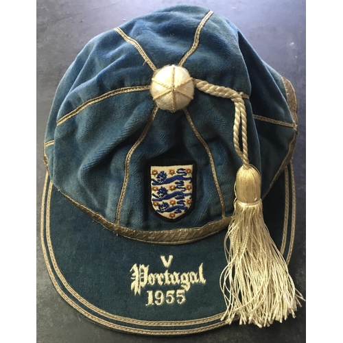 31 - Frank Blunstone Chelsea Footballer England 1955 International Cap: Full International blue cap with ... 