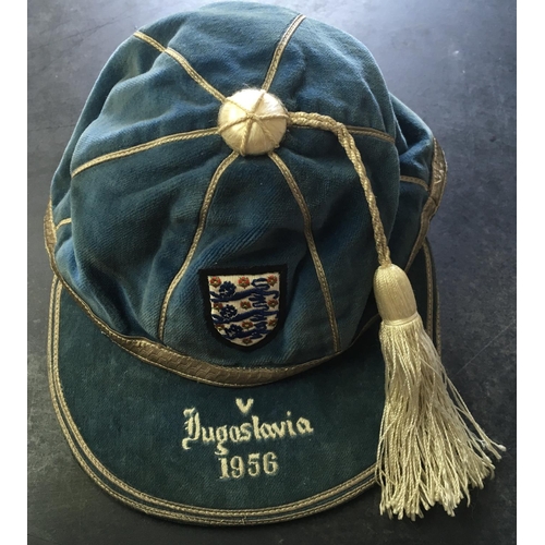 32 - Frank Blunstone Chelsea Footballer England International Cap: Full International blue cap with 3 Lio... 