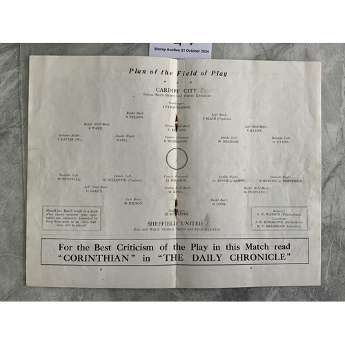 47 - 1925 FA Cup Final Football Programme: Cardiff City v Sheffield United in very good condition with no... 