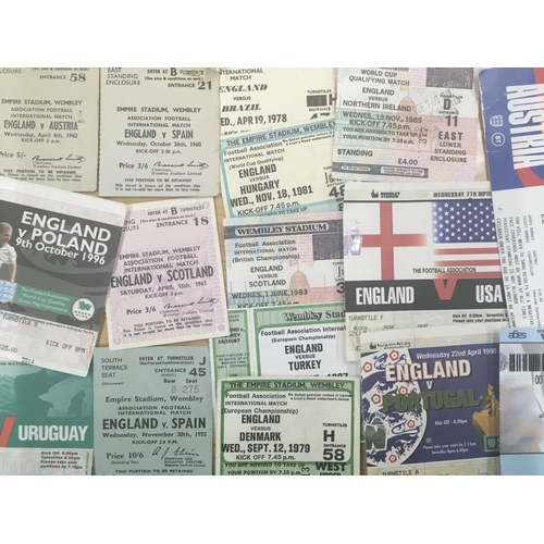 572 - England Football Tickets: Mainly homes to include 1943 Wales, 1955 Spain and many more up to date. C... 