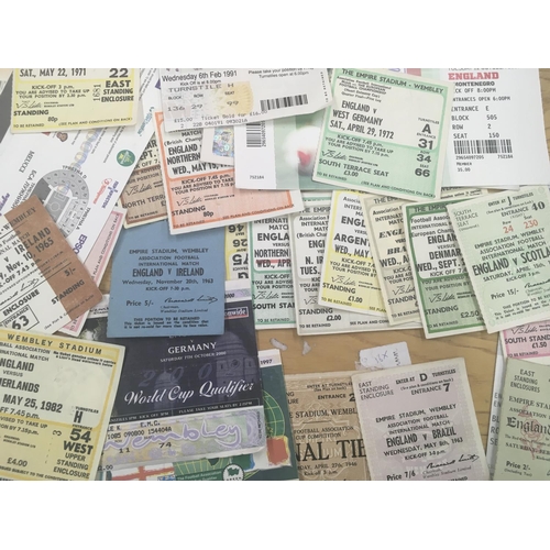 572 - England Football Tickets: Mainly homes to include 1943 Wales, 1955 Spain and many more up to date. C... 