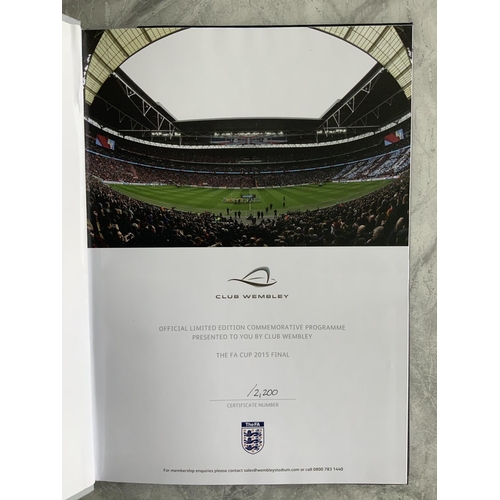 59 - 2015 Hardback FA Cup Final Football Programme: Arsenal v Aston Villa Club Wembley ltd edition black ... 