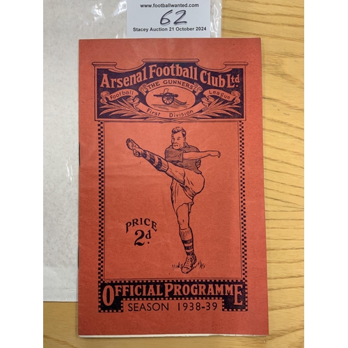 62 - 1939 FA Cup Semi Final Football Programme: Portsmouth v Huddersfield Town played at Arsenal. Excelle... 