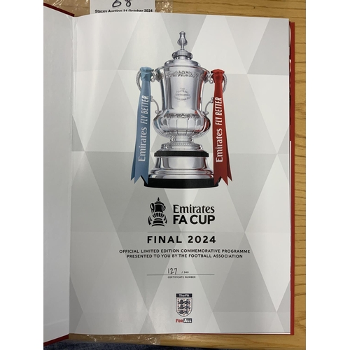 68 - 2024 Hardback FA Cup Final Football Programme: Manchester United v Manchester City Ltd edition numbe... 