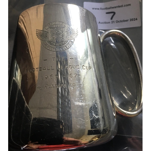 7 - West Brom 1967 League Cup Final Runners Up Tankard: Issued to John Kaye for playing in the defeat to... 