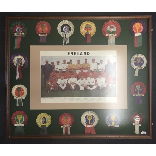 71 - 1966 World Cup Complete Rosette Collection: Very heavy and large framed display with an original ros... 