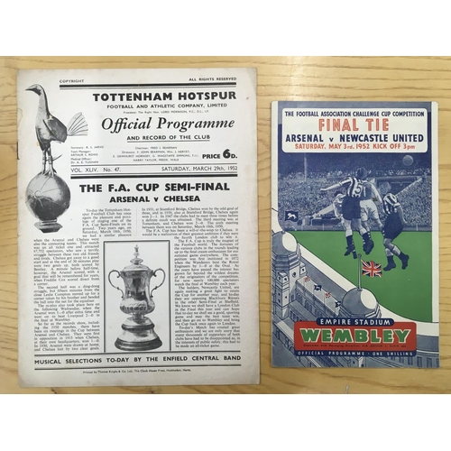 1952 FA Cup Final + Semi Final Football Programme: Arsenal v Newcastle ...