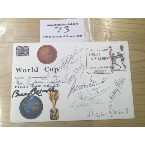 73 - 1966 England World Cup Signed First Day Cover: England v West Germany match details with clear stamp... 