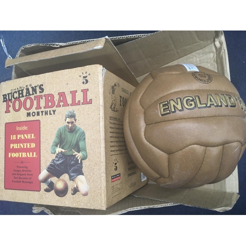 74 - 1966 World Cup Football Memorabilia Box: Charles Buchan Monthly boxed ball stating England 1966, tea... 