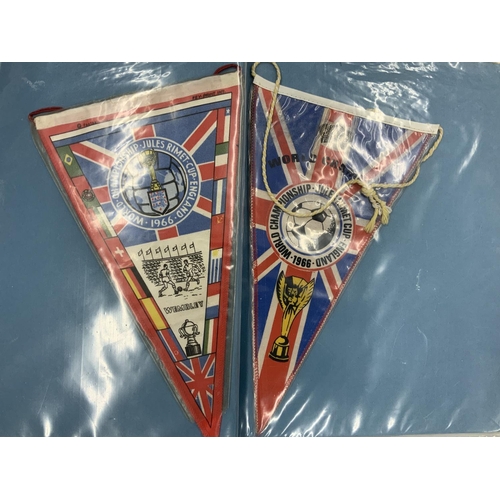 76 - 1966 World Cup Football Pennants: All look original in this great collection neatly presented in col... 