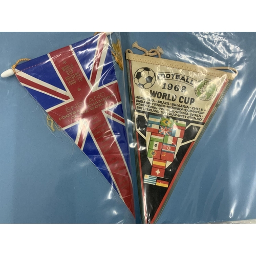 76 - 1966 World Cup Football Pennants: All look original in this great collection neatly presented in col... 