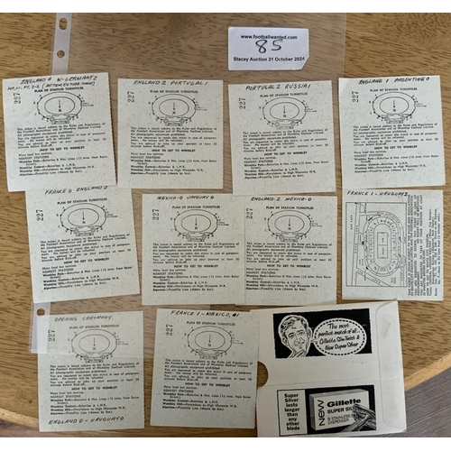 85 - 1966 World Cup Set Of Football Tickets: All 10 London matches which consist of all England matches, ... 