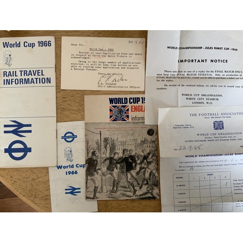 86 - 1966 World Cup Football Memorabilia: Scrapbook, ticket information, rail information, tube map, news... 