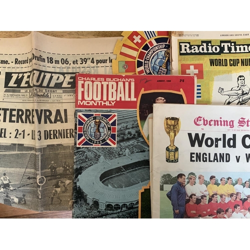 86 - 1966 World Cup Football Memorabilia: Scrapbook, ticket information, rail information, tube map, news... 