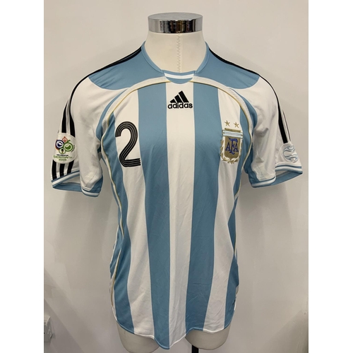Maillot Argentina Match Worn Milito - Coupe Du Monde 2006, Adidas - Occasion Portée