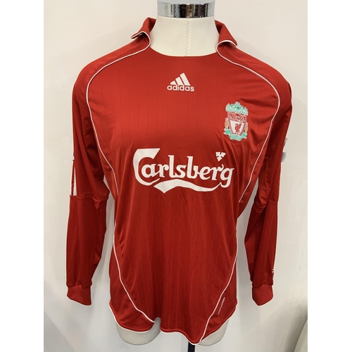 Peter Crouch Liverpool 2006 2008 Match Worn Football Shirt Red long sleeve home shirt worn v Arse