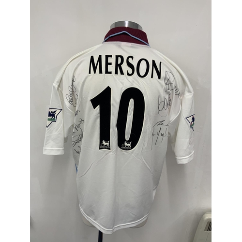 1999 - 2000 Aston Villa Match Worn Away Signed Football