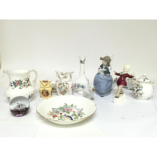 1003 - A Collection of ceramics including Ansley Pembroke reproduction ceramics, two Lladro figures, a Roya... 