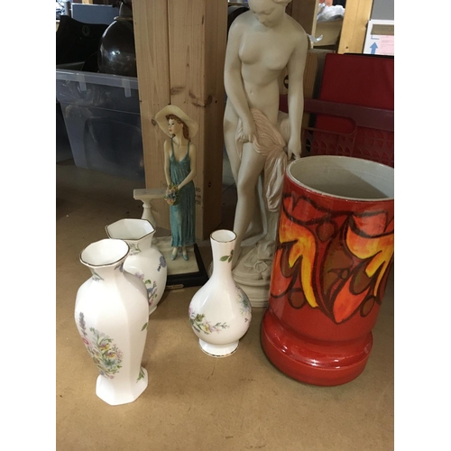 1006 - A collection of ceramics including Poole and Aynsley together with art Deco style figures.