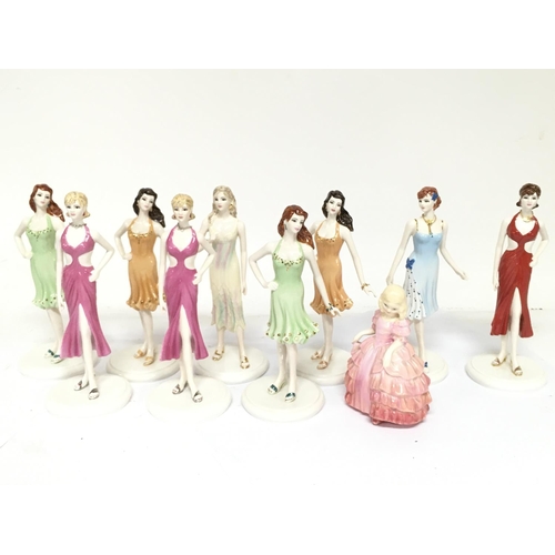 1009 - A Collection of Coalport Birthstone figures and one small Royal Doulton Rose figure. No obvious larg... 