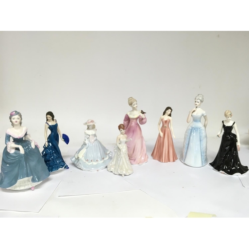 1012 - A Collection of Coalport lady figures including Debutante, Affection, December, Emma etc. this lot c... 