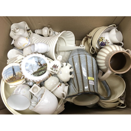 1023 - A box containing various ceramic items including Denby and royal Doulton etc Postage D